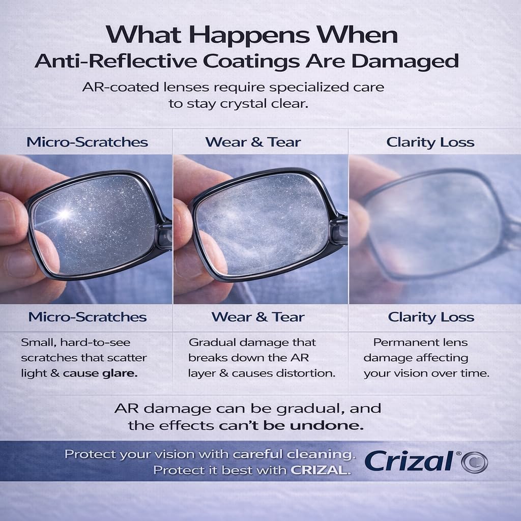 Microfiber Cleaning Cloths for Eyeglasses – Designed & Tested by CRIZAL® for AR-Coated Lenses – Safe Lens Cleaning Without Scratching-4 Pack