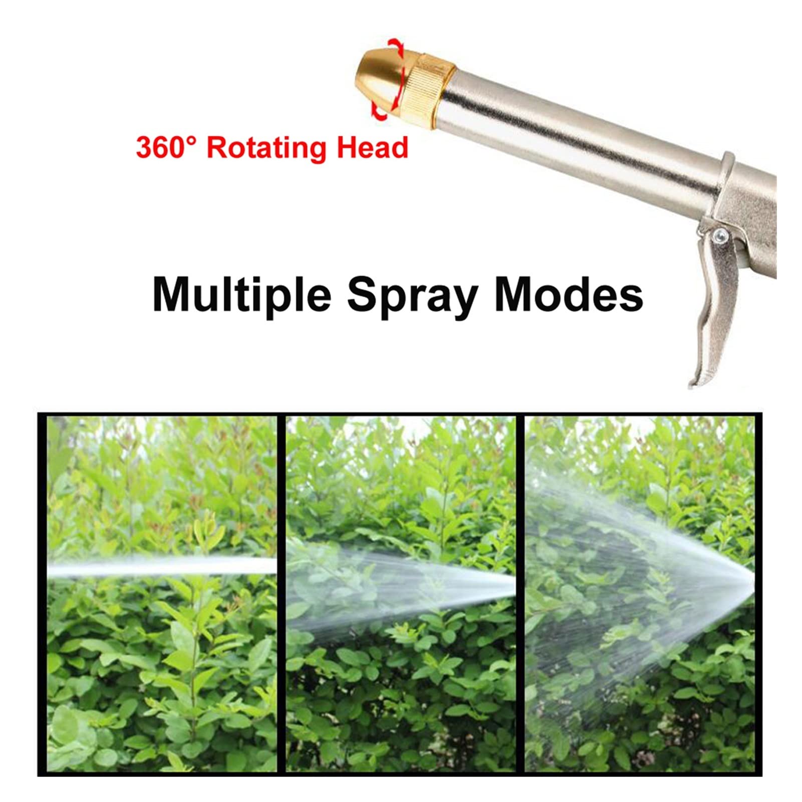 Gartenschlauch-Spritzpistole – Verstellbarer Sprühsprinkler mit Messingdüse, Hochleistungs-Metall-Wasserpistolen-Spritzpistole (Color : Silver Gun Kit) (Silver Gun)