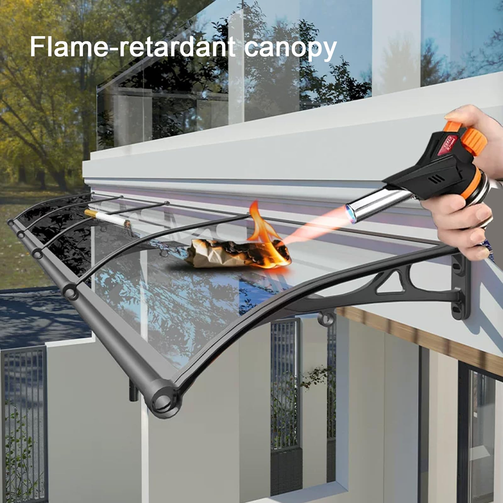 Pensilina Tettoia per Porta o Finestra Trasparente,Pensilina da Esterno d'Ingresso,Copertura in Policarbonato Contro UV e Neve,Tenda da Sole per Patio,Cortili,Ristoranti (60x120cm)