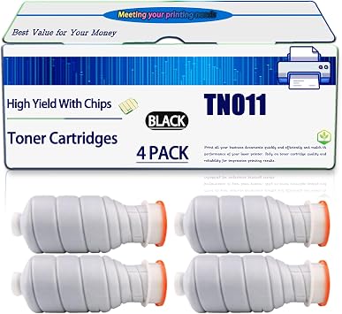 Compatible for Konica Minolta TN011 Toner Cartridges Bizhub Pro 1051 Pro 1051 e Pro 1200 Pro 1200 P Pro 1200 Series Printers, High Yield 119000 Pages, with Chip 4 Pack Black