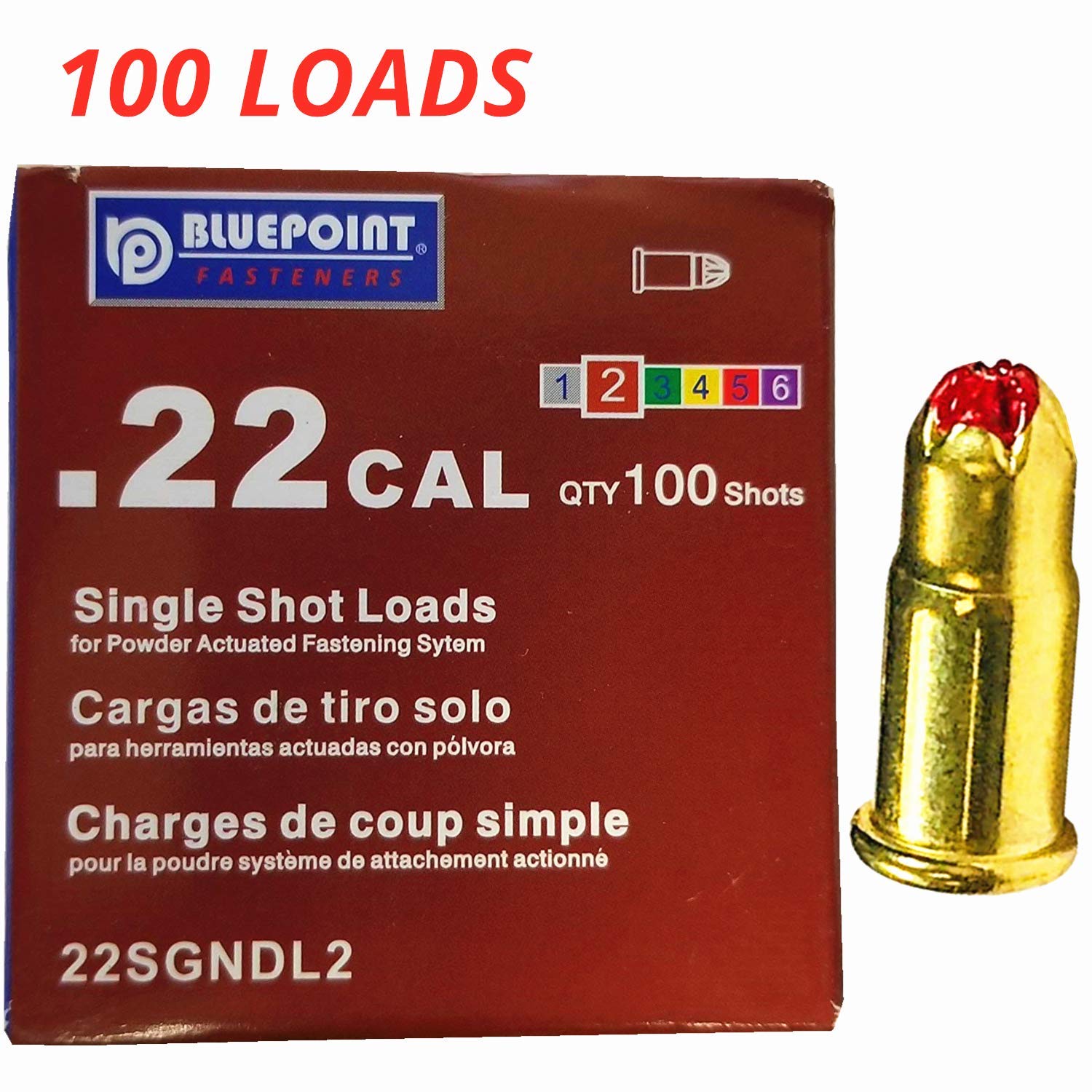 0.22 Caliber Red Single Shot Powder Loads, Cartridges/Powder Loads for