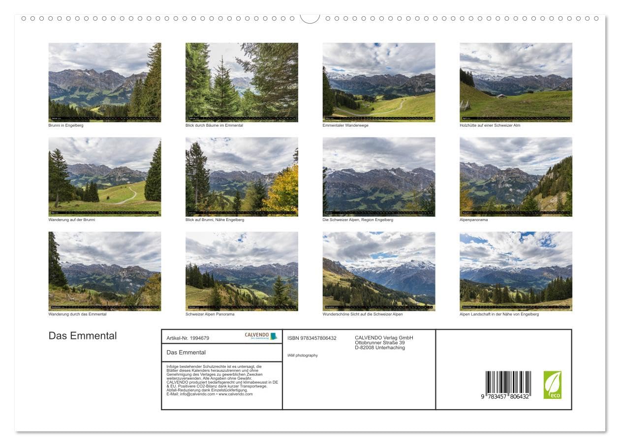 Das Emmental (hochwertiger Premium Wandkalender 2026 DIN A2 quer), Kunstdruck in Hochglanz: Erleben Sie das Herz der Schweiz (CALVENDO Natur)