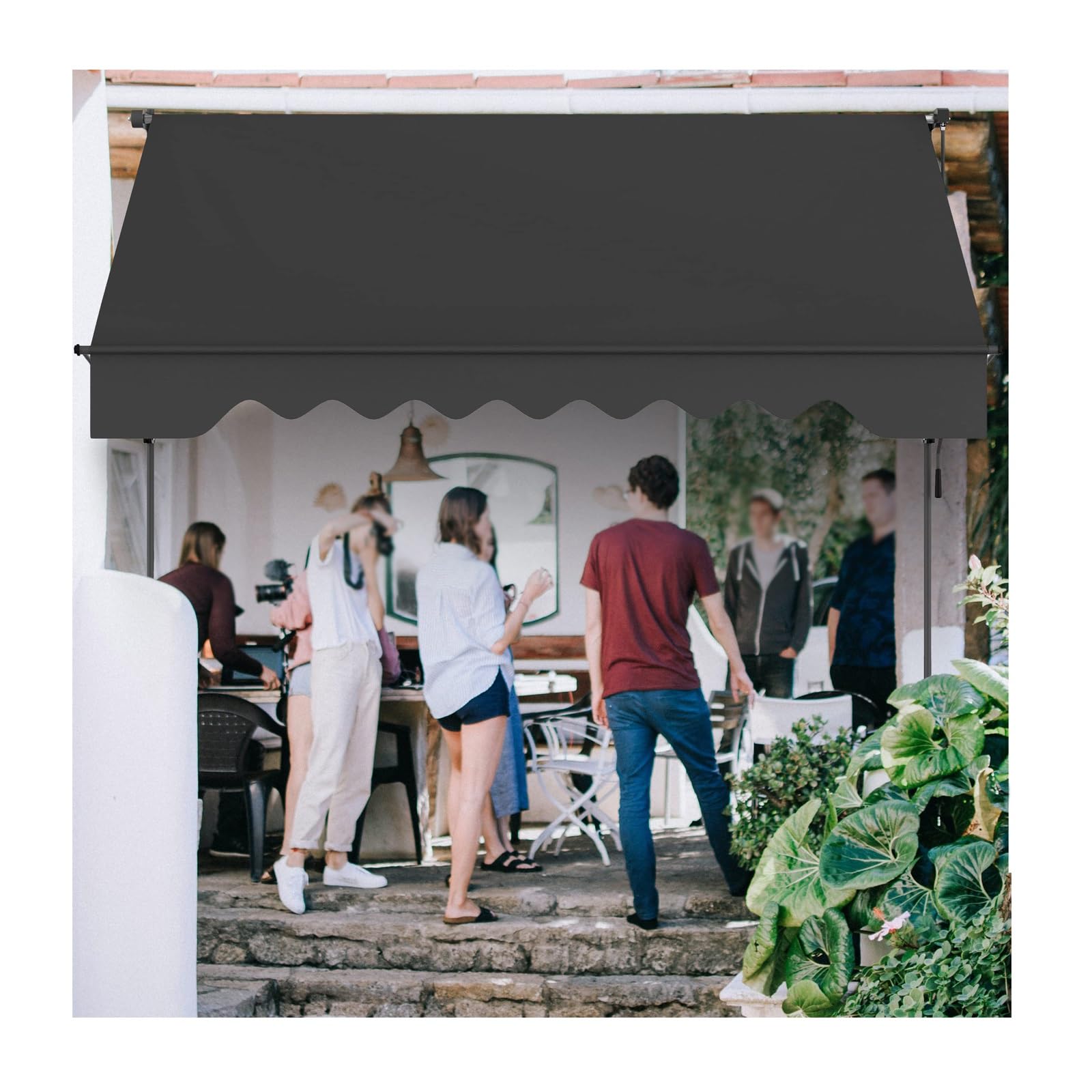 Toldo retráctil plegable de 3,5 m ajustable para crear sombra en cafeterías