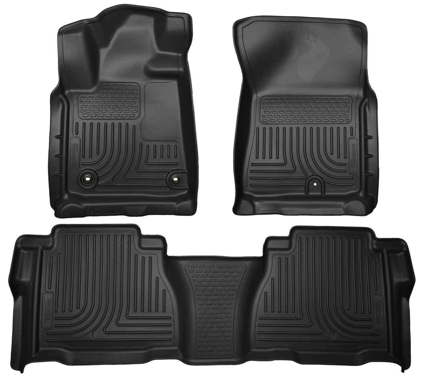 Husky Liners Weatherbeater Floor Mats | Fits 2012-2013 Toyota Tundra, CREWMAX & Double CAB ONLY | Front & 2nd Row, 3-pc Black - 99591