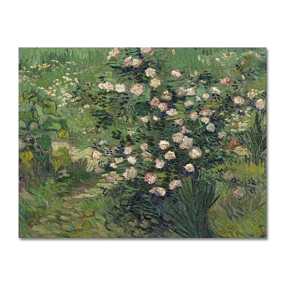 Tableau Van Gogh Roses pour salon | Peinture sur toile 40x60 avec châssis