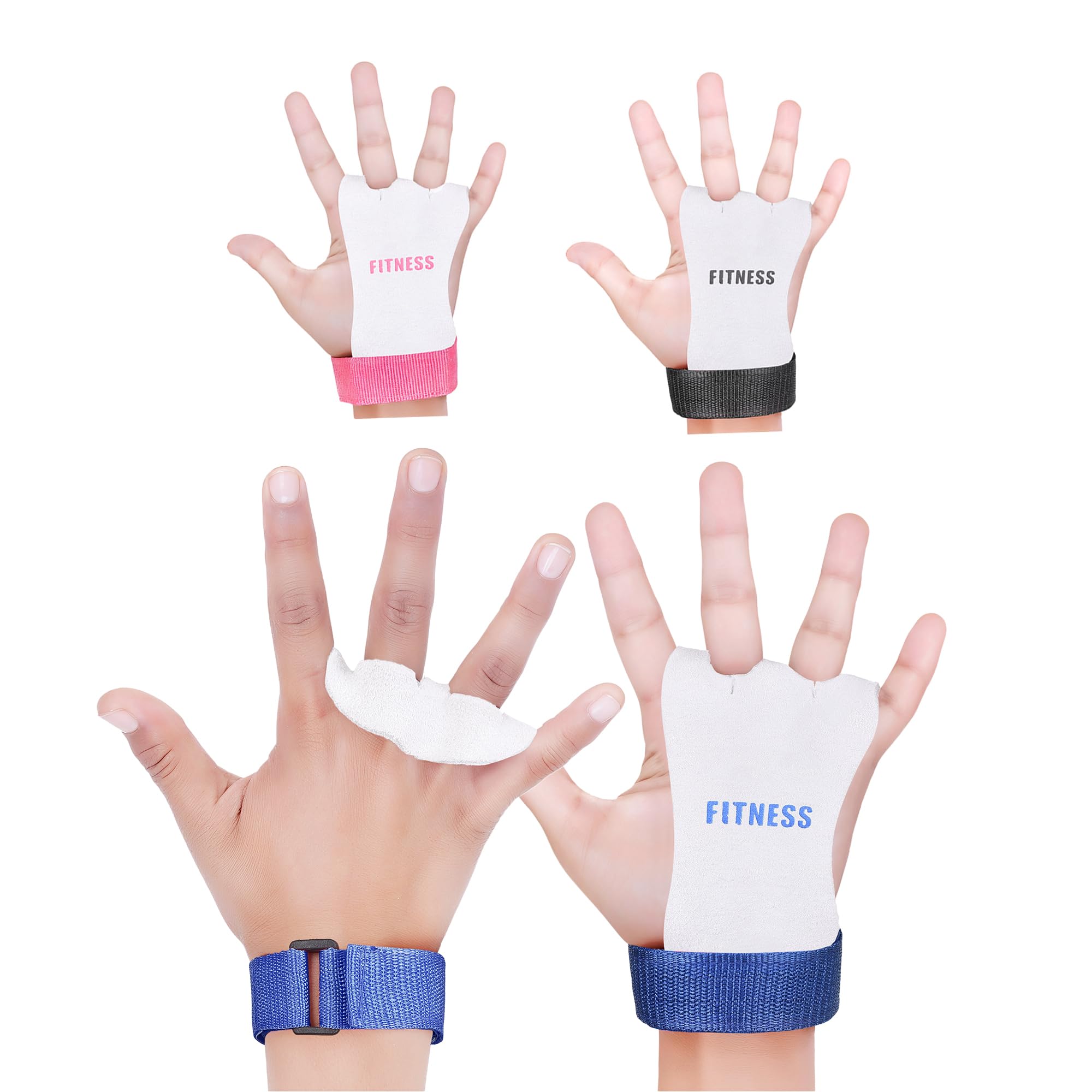 ULTRA FITNESS Gymnastics Grips for Kids & Youth Leather Palm Protector Bar Gloves for Girls & Boys - Junior Gymnastic Equipment for Bars, Pull-ups, Kettlebells Adjustable Wrist Support (Blue S)