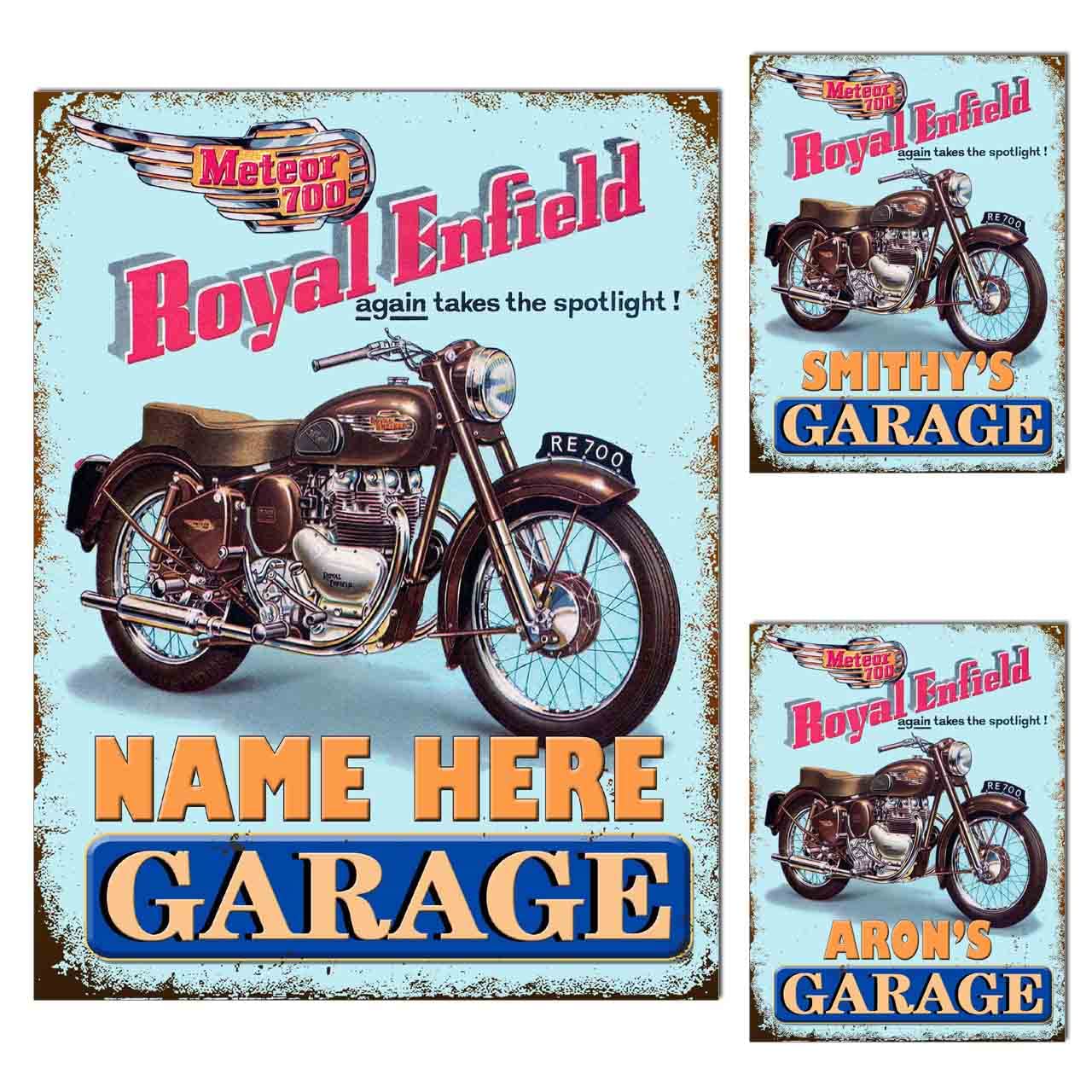 Metal Tin Sign Plaque Poster Print Personalised Garage Sign Gift Dad Mum Man Cave Shed Home Bar Tiki Bar Fathers Day S1 (8x6 inches (Approx) 20cmx15cm, Royal Enfield)
