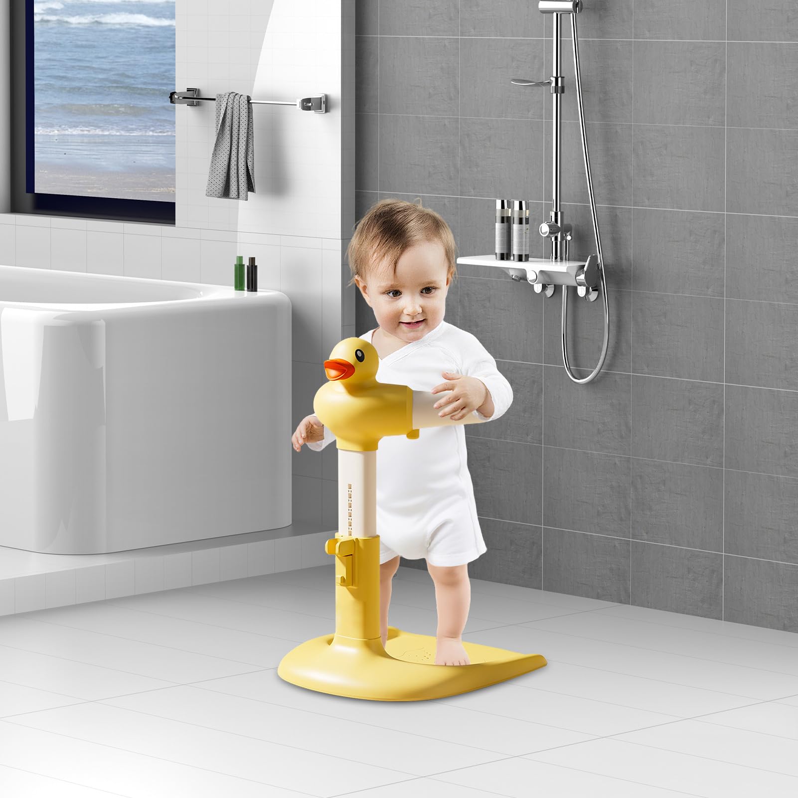 Soporte Para Ducha Infantil De Pie Base Antideslizante Con Soporte | Apoyo De Pie De Ducha Y Baño Estante almacenaje asistencia niños pequeños 0-36 meses hogar habitaci