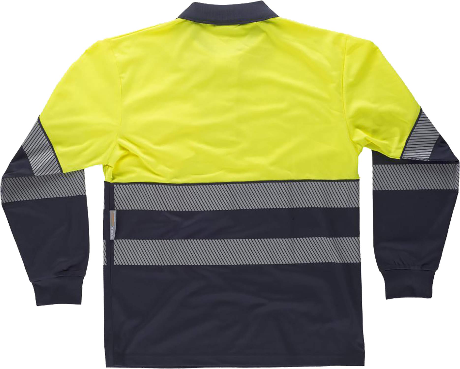 Work Team Polo Manga Larga perchado, Combinado Alta Visibilidad Cintas Reflectantes discontinuas EN ISO 20471 Hombre