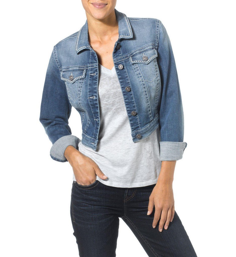 Silver Jeans Women's Cropped Medium Wash Denim Jacket