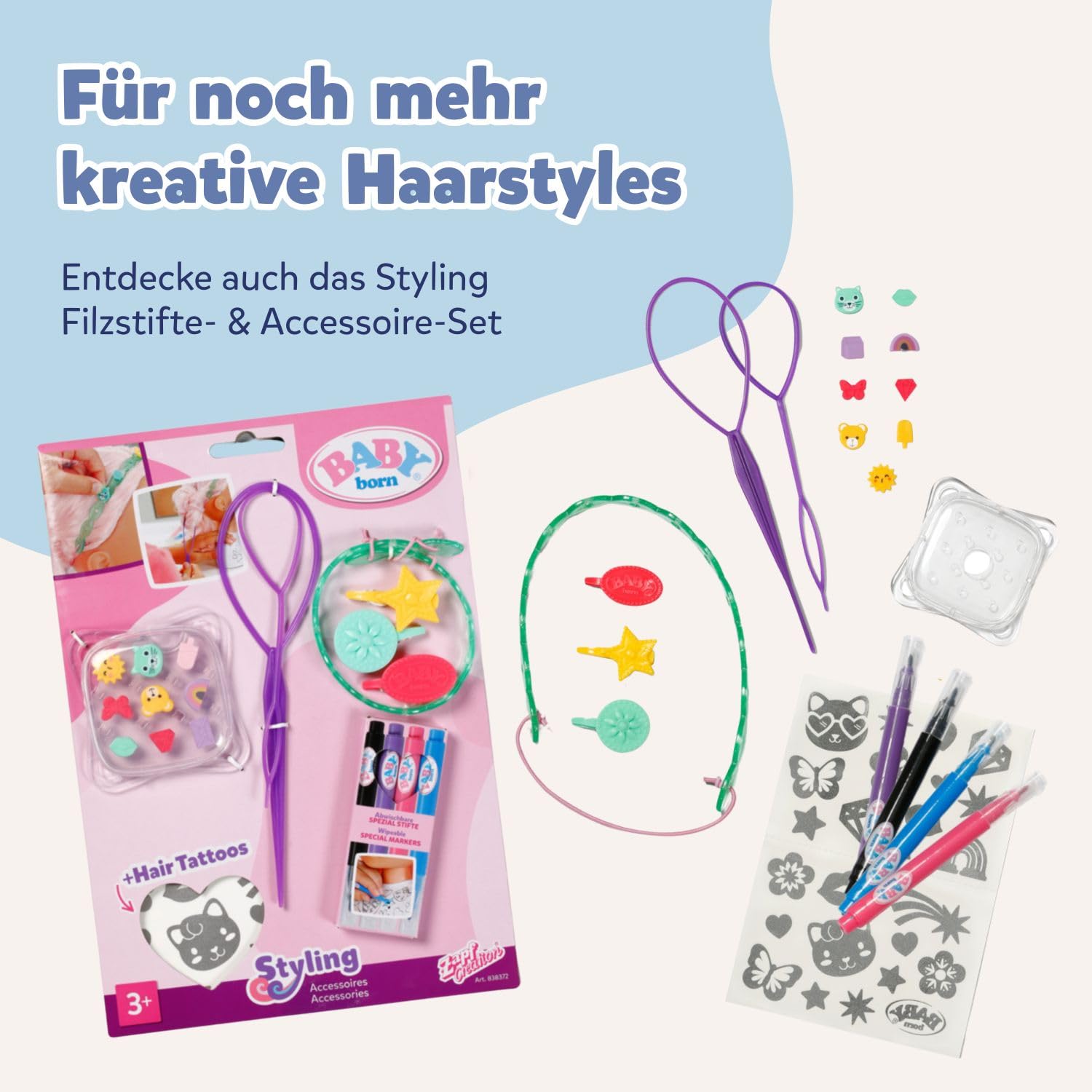 BABY Born Stylingkopf Meerjungfrau - Puppen Schmink- & Frisierkopf für Kinder ab 3 Jahren - Drehbar & für die Badewanne geeignet - Mit Wasserfunktion, Bürste, Diadem & Zubehör