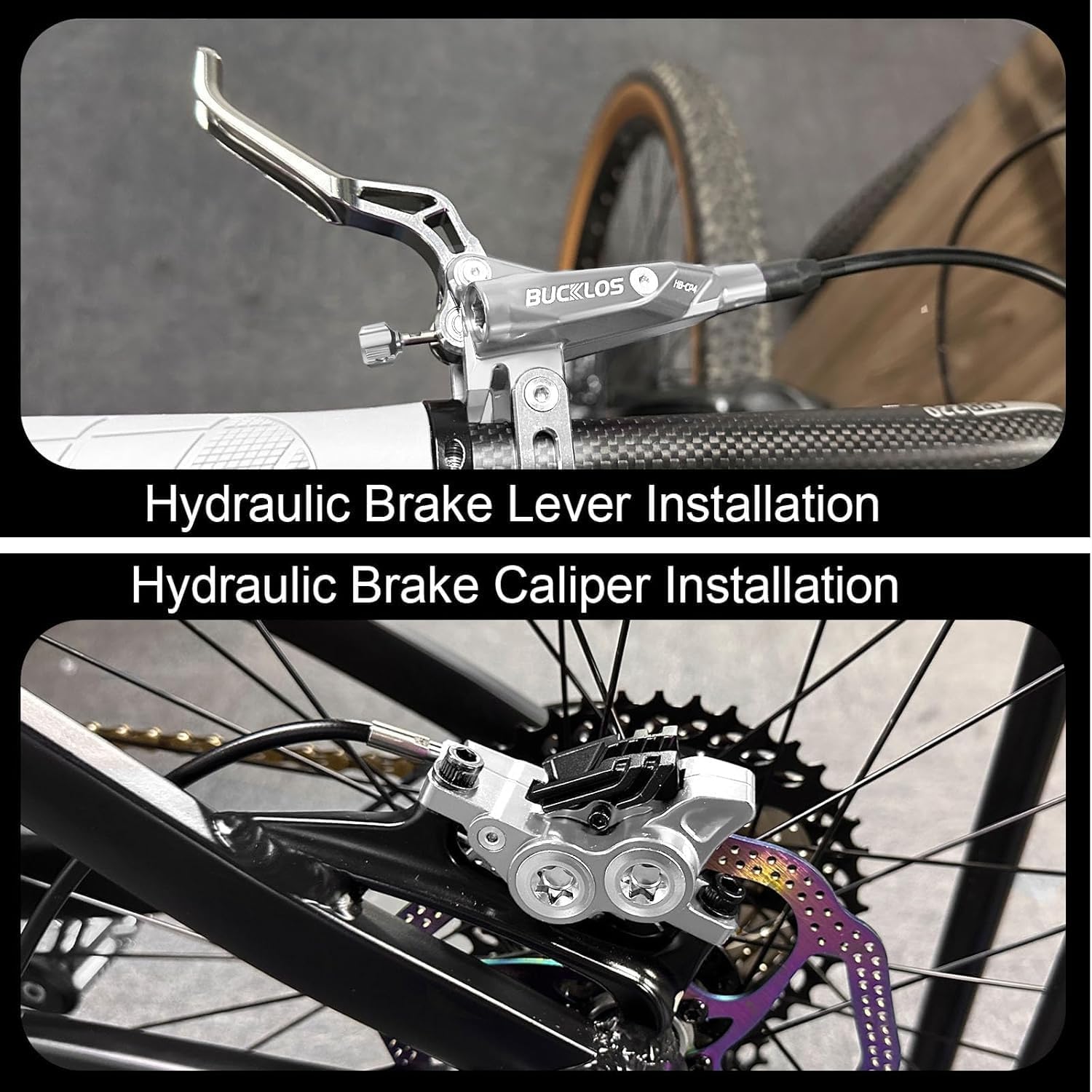 Fahrrad Bremsen 4-Kolben-Hydraulisches vorne 800 hinten 1550 | Hydraulische Bremse Bremshebel, ausgestattet mit Bremssätteln und Keramikbremsbelägen, geeignet für Berg- und Schotterwege
