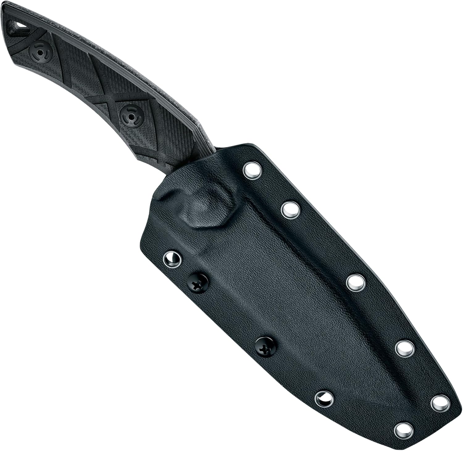 Fox Edge Lycosa FE-020 Fixed Blade Knife, 4.84in 8Cr13MoV Drop Point Full Tang Blade, G10 Handle, Kydex Sheath, Outdoor Survival Camping Knife (Black)