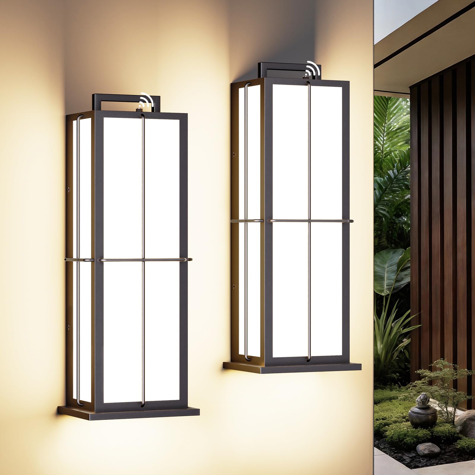 Photo 1 of Dusk to Dawn LED Outdoor Wall Lights, 16" Modern Dimmable Outdoor Light Fixture, 3000K Exterior Wall-Mounted Sconce for House, IP65 Waterproof Exterior Lights for Patio, Front Porch, Garage & Entryway