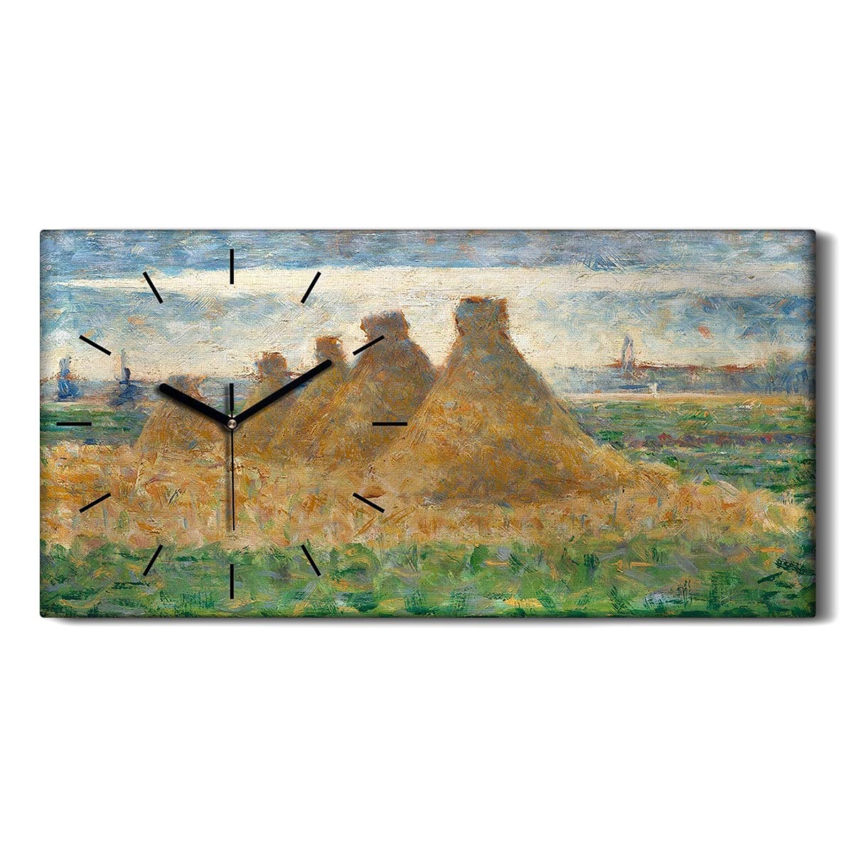Horloge sur toile ne pas tic tac avec de grandes aiguilles noires