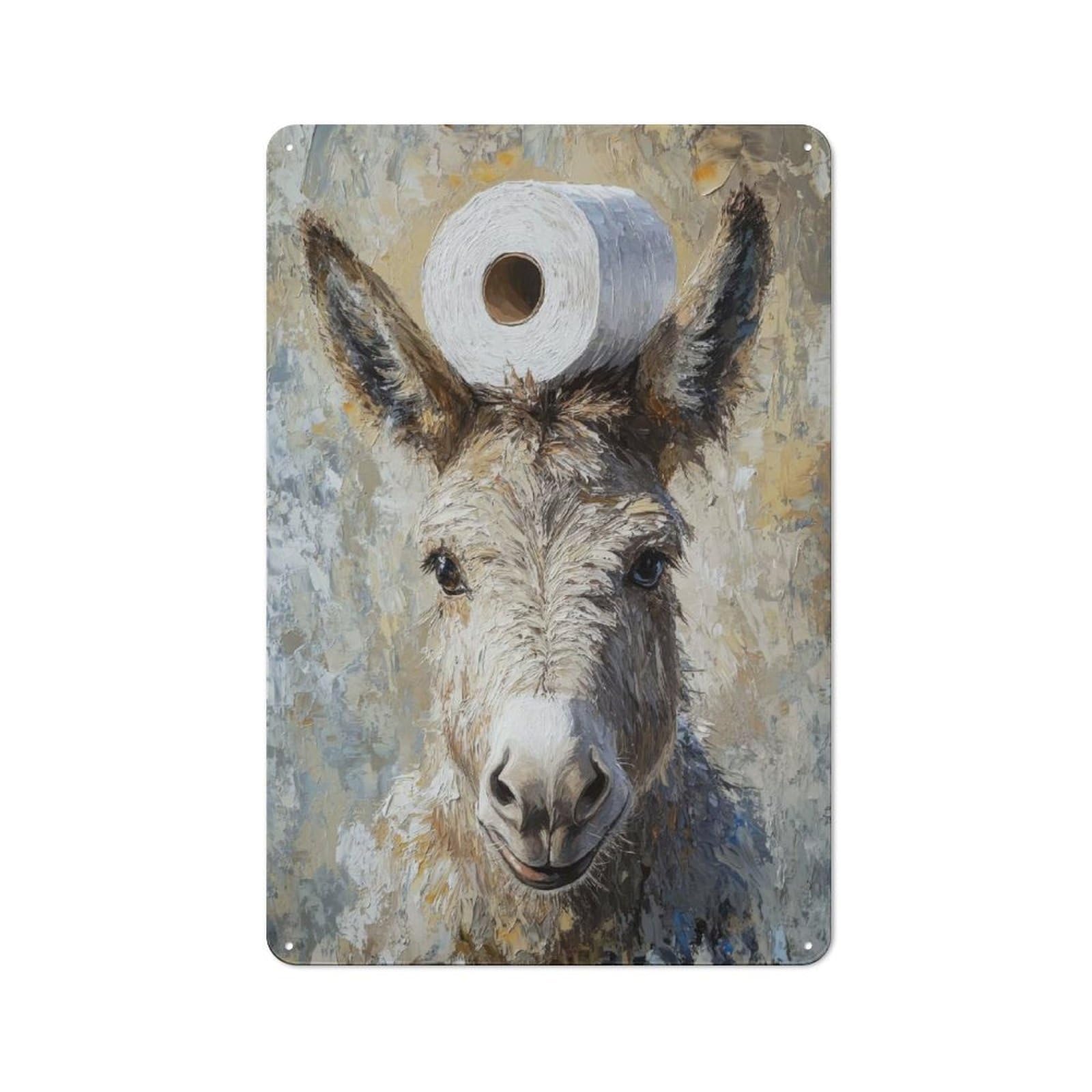Junmoney Style-11 Smart Tin Sign 30X20cm Featuring Donkey With Toilet Paper, Office Wall Decor For Workspace, Cafe, Shop Or Desk Area