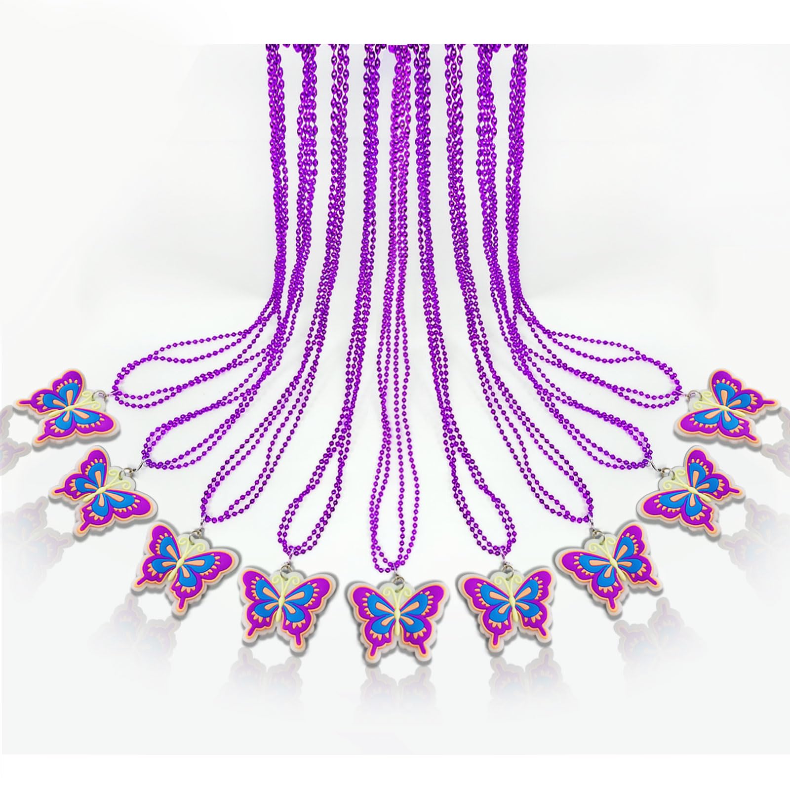 CiciBear 24 Pack Butterfly Necklace Party Favors with Mardi Gras Beads for Girls Baby Shower First Birthday Party Favors, Home Decorations, Festivals, Wedding?Birthday Celebrations