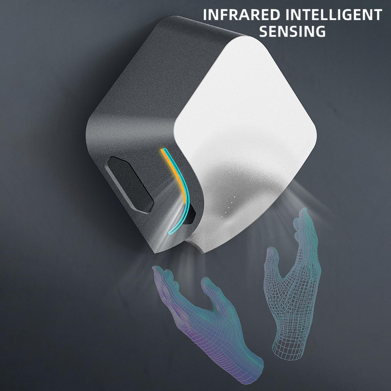 Asciugamani professionale a induzione intelligente da 1400 W con filtro HEPA esterno, uscita d'aria fronte-retro, asciugatura rapida delle mani per bagni, hotel e spazi commerciali