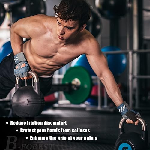 Miniatura 5 de B-Forest Guantes de entrenamiento, guantes de gimnasio, guantes de levantamiento de pesas con muñequera para hombres y mujeres para entrenamiento,