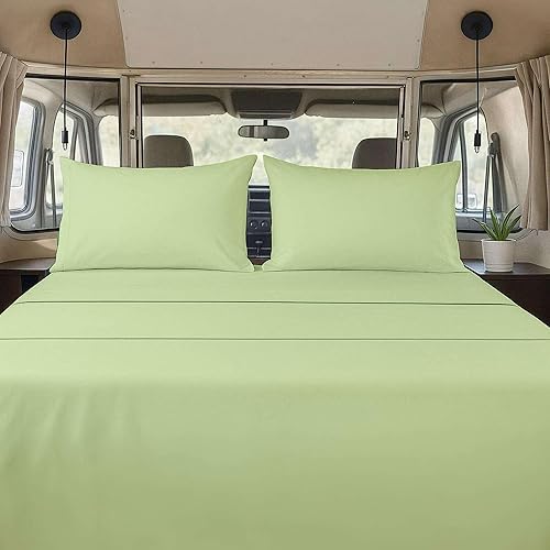 Juego de sábanas de 4 piezas, 100% microfibra de color salvia sólida, se adapta a colchones de bolsillo de hasta 15 pulgadas de profundidad, para