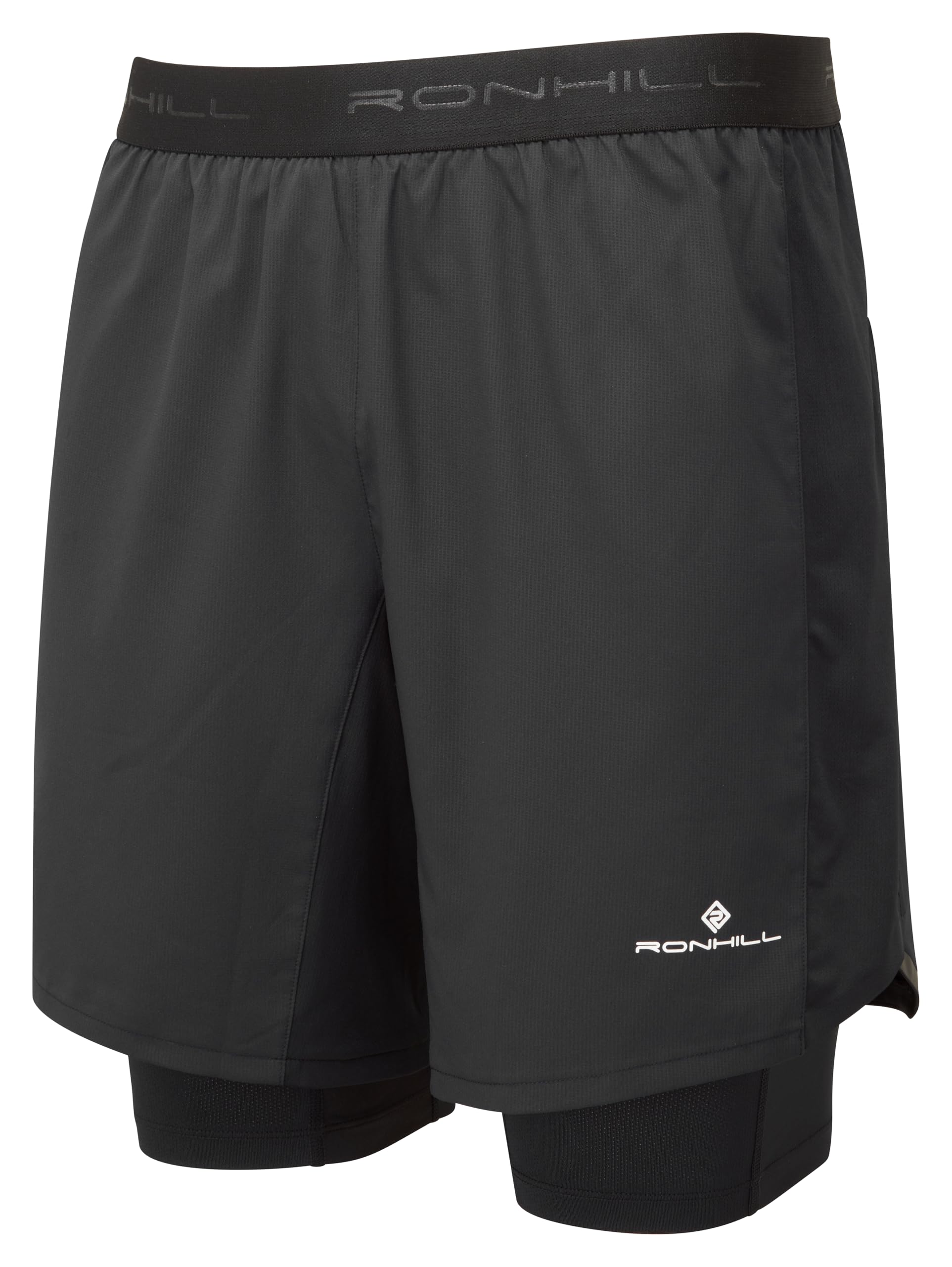 Ronhill Running, Men's Tech 7" Twin 2in1 Short, Black, M