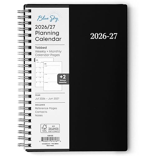 Blue Sky 2026-2027 Weekly and Monthly Academic Year Planner Calendar, July 2026 - June 2027, 5" x 8", Flexible Cover, Wirebound, Laminated Tabs, Enterprise