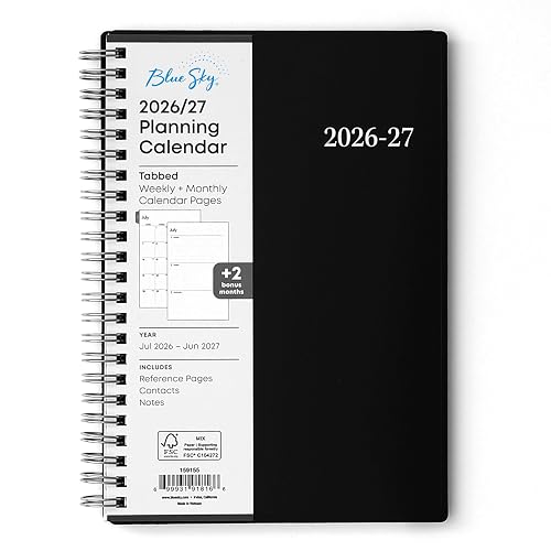 Blue Sky 2026-2027 Weekly and Monthly Academic Year Planner Calendar,