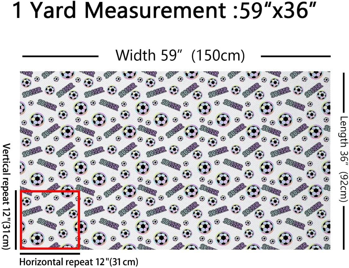 Kids Colorful Soccer Ball Fabric by The Yard 5 Yards Sports Theme Upholstery Fabric for Chairs for Boys Girls Teens Cartoon Style Decorative Women Men Cute Waterproof