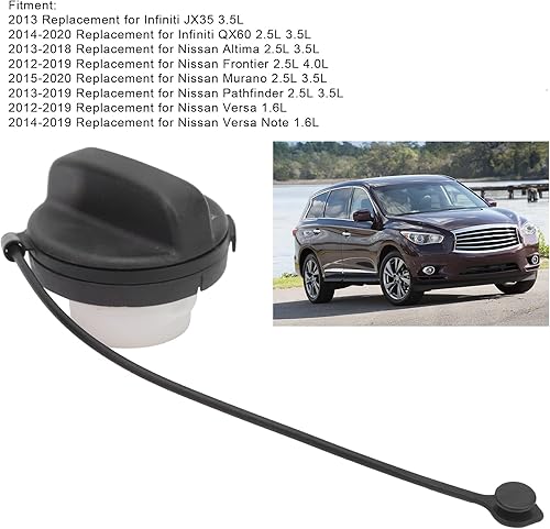 Miniatura 2 de Zerone Tapa del depósito de combustible, cubierta de montaje de tapa de gas ABS con correa TETHER 17251-3JA0A Reemplazo para Infiniti JX35 QX60