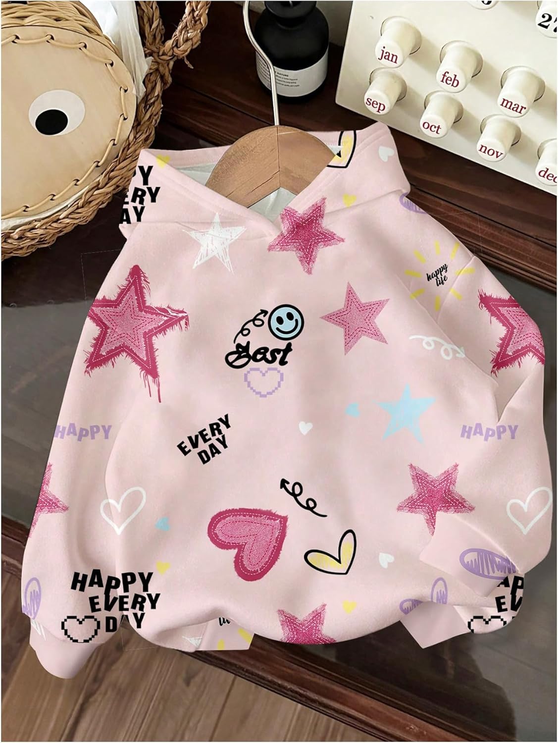 SHENHE Girl's Graphic Hoodie Pullover Star Print Funny Patterned Preppy Hooded Sweatshirt - Image 2