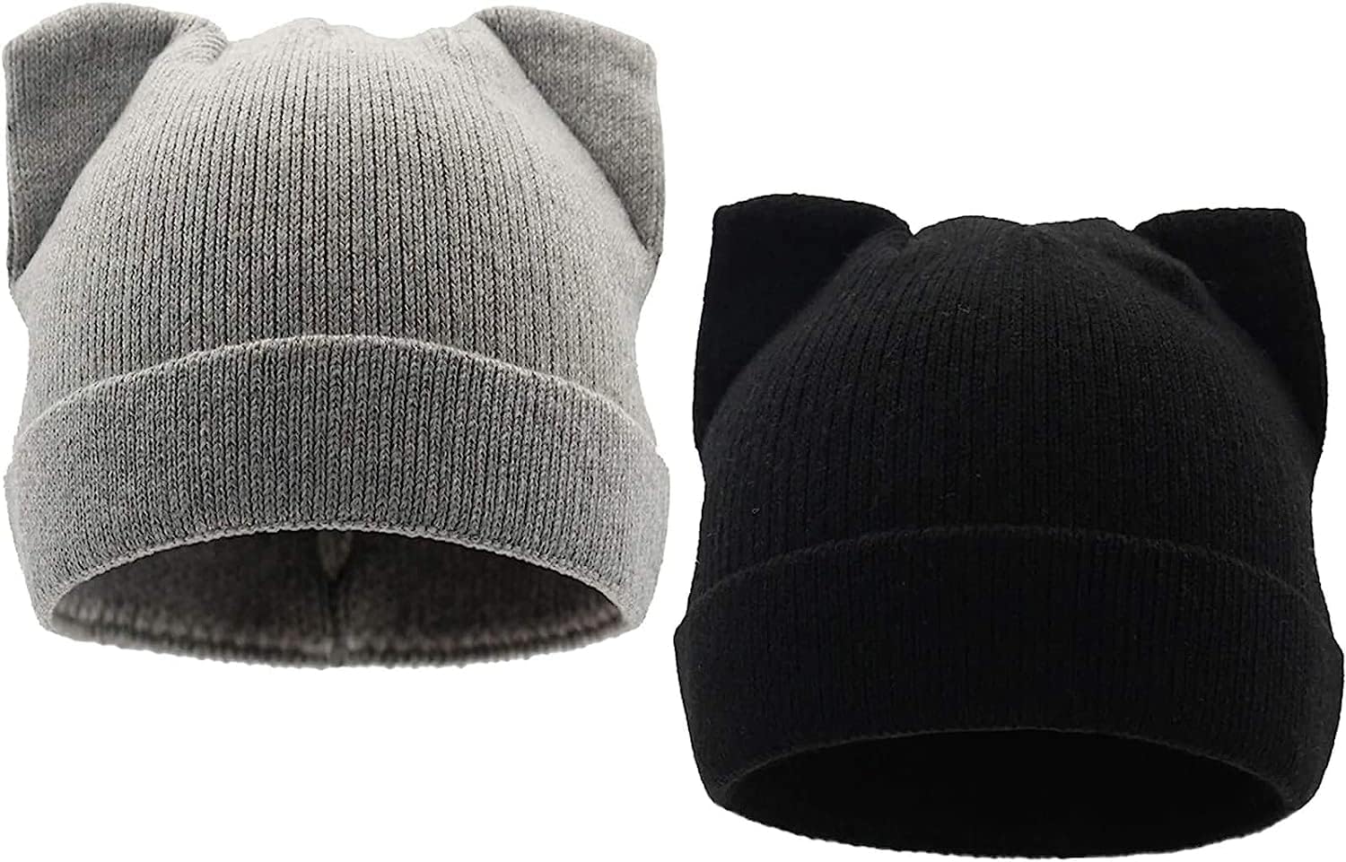 Women Cat Ear Beanie Hat Wool Braided Knit Trendy Winter Warm Cap