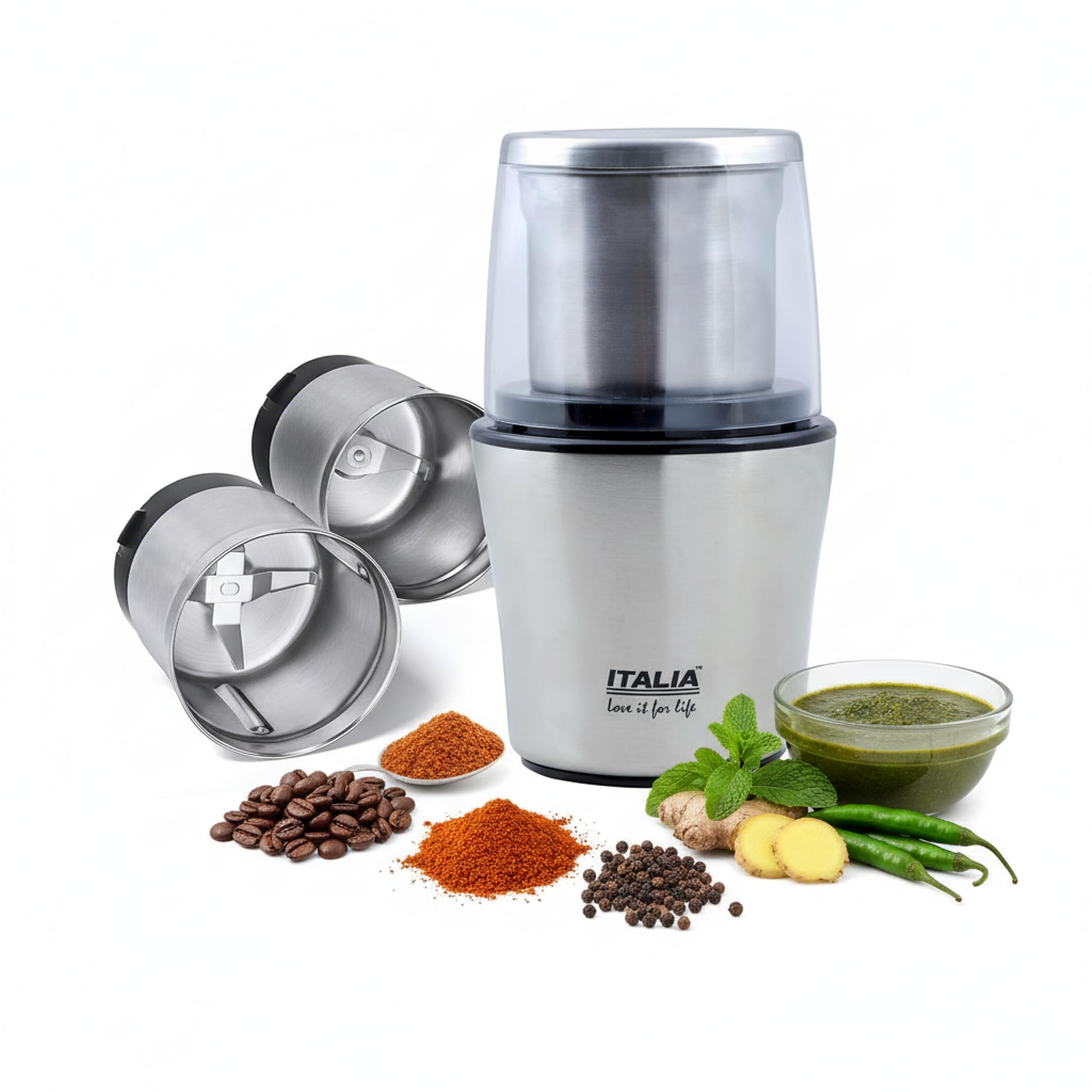 ITALIA Wet & Dry Grinder | 200W Electric Coffee Bean Grinder, Spice, Herb, Nut, Masala Mill with 4-Blade (Wet) & 2-Blade (Dry) Detachable Stainless Steel Bowl for Kitchen-image-26