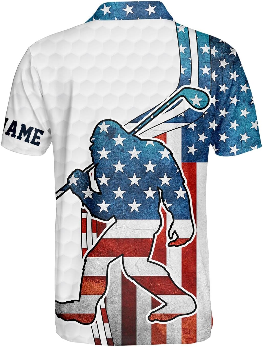 tazapay Personalized Bigfoot Golf American Flag Polo Shirt for Men Women, Bigfoot Sasquatch Golf Player Patriotic Golf Shirt, Golf Gift for Men, Mens Polo Shirts for Gifts, Short Sleeve Men's Shirt