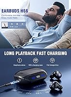 Vista 8 de Auriculares Bluetooth inalámbricos de reproducción de 200 horas, IPX7 impermeables, con cancelación de ruido, pantalla LED de alimentación