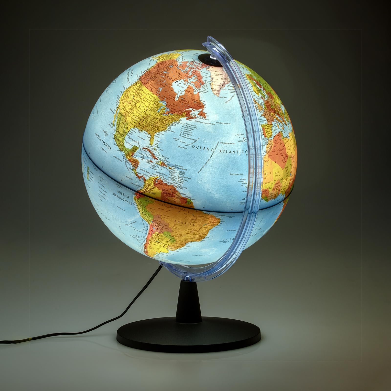 Tecnodidattica - Mappamondo GIGAGLOBO 40 | Globo mappamondo luminoso e girevole | Cartografia fisica e politica | Testi in italiano | Grandi dimensioni | Diametro 40 cm