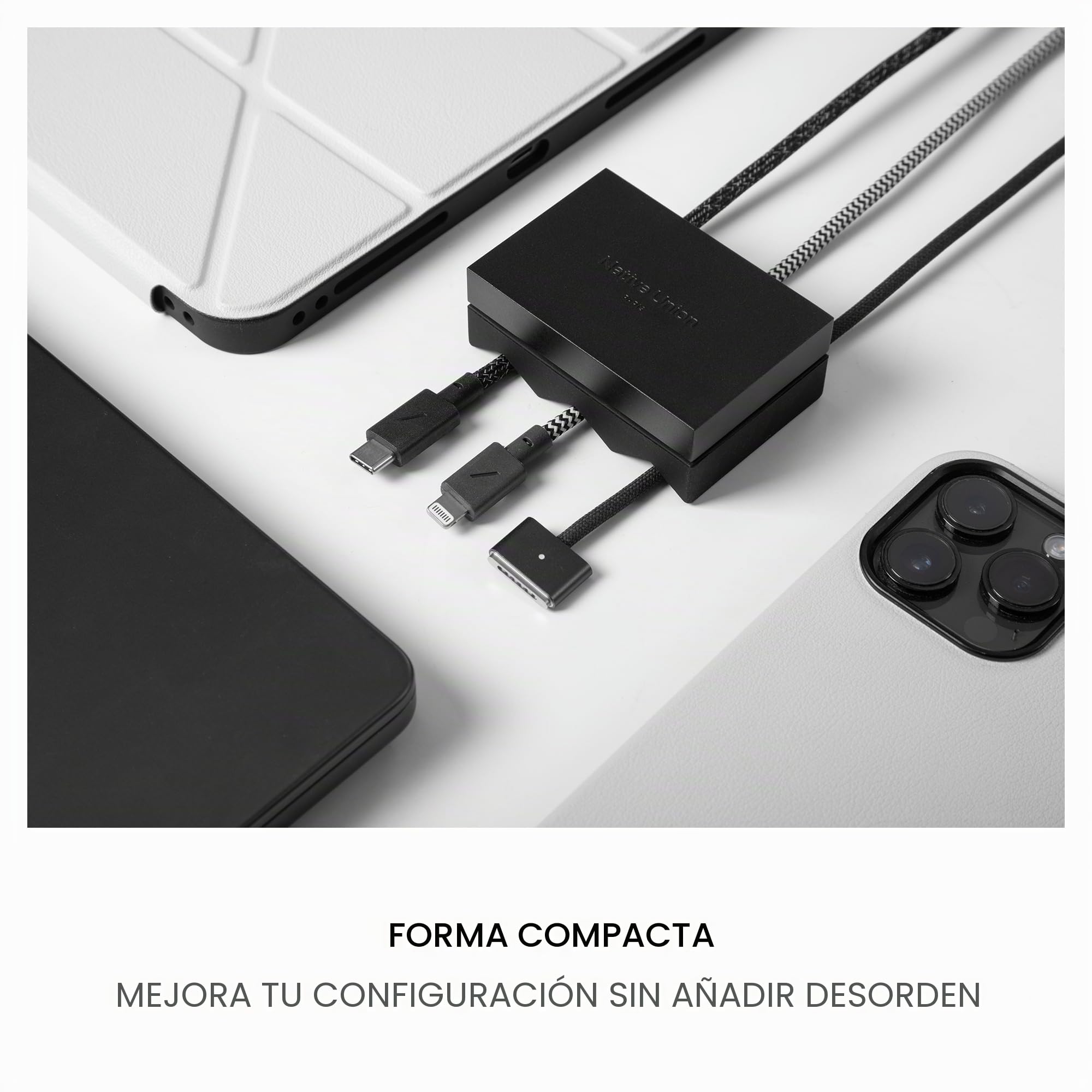 Native Union Weighter – Organizador Antideslizante para Cables – Accesorio Escritorio o Mesita – Diseño Metal y Silicona – Compatible USB-C y Lightning (Arena)
