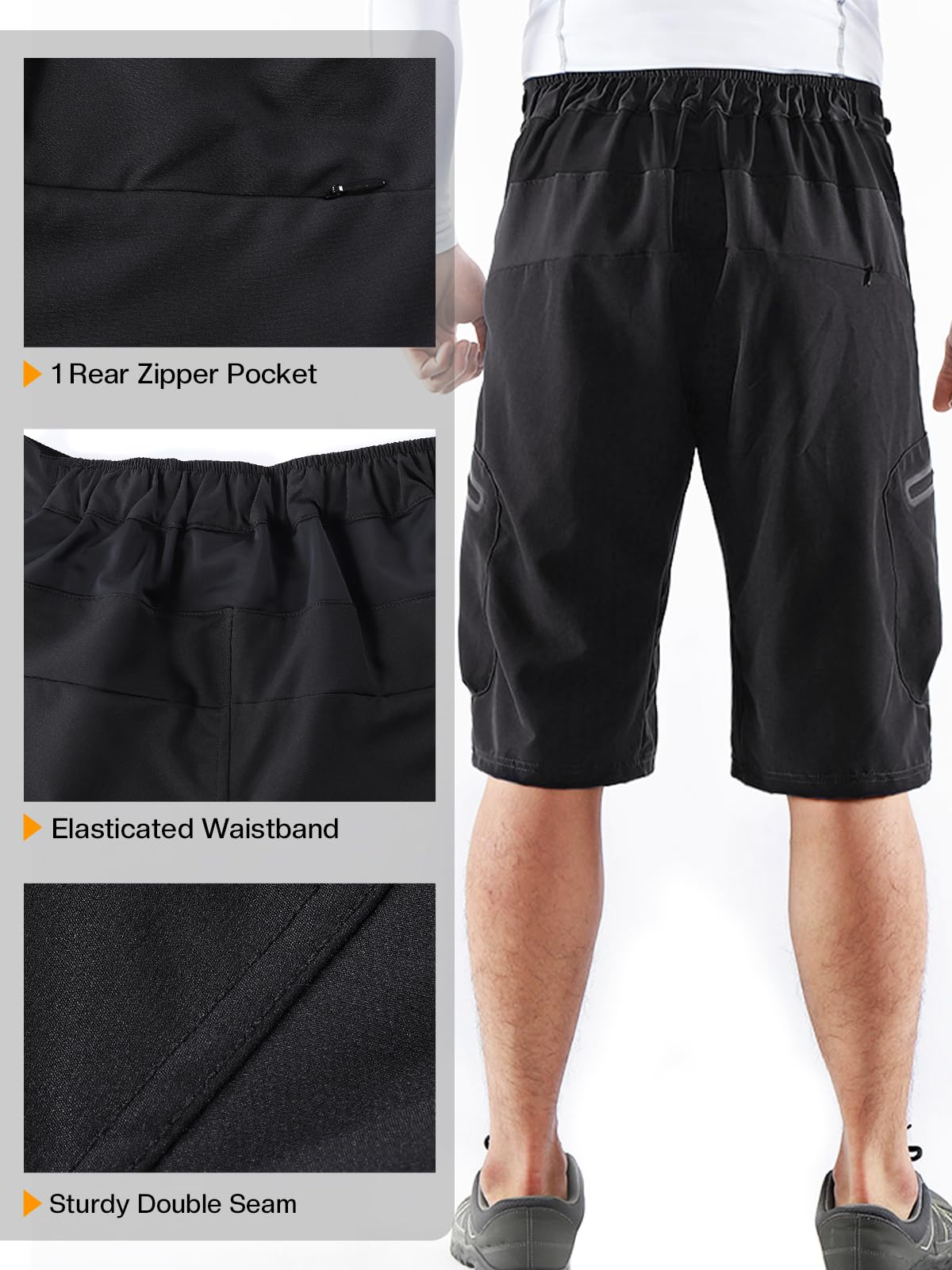 ARSUXEO Pantalones Cortos de Ciclismo para Hombre Pantalones Cortos MTB de Ajuste Holgado Parte Inferior para Deportes al Aire Libre Repelente al Agua con 7 Bolsillos 1202