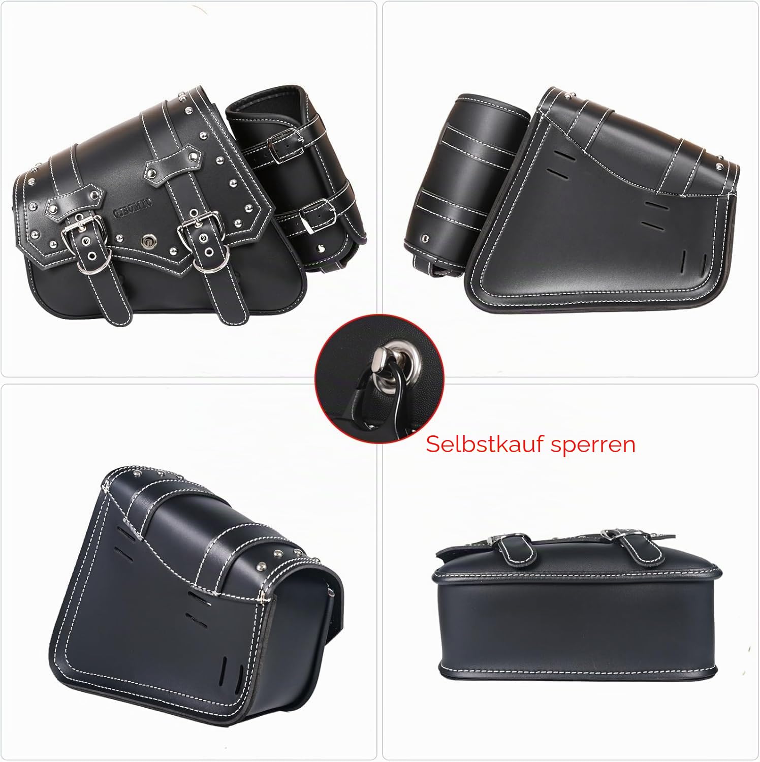 Motorrad Satteltaschen -Satteltaschen Softail PVC Leder für Harley Sportster Wasserdicht, Schwingtasche,,Universal-Aufbewahrungs seitliche werkzeugtasche für Motorrad,mit Getränkehalter (linke Seite)