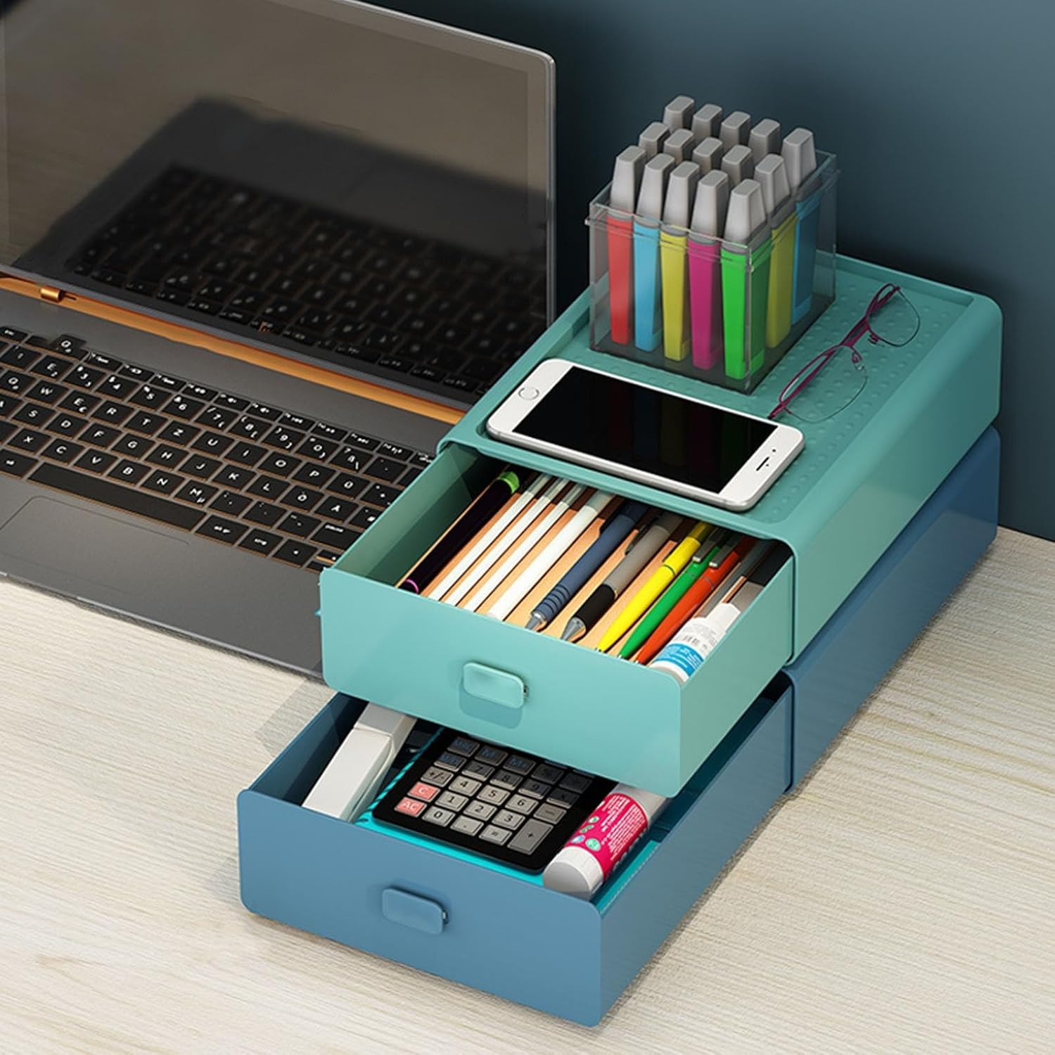 Colorful Stackable Storage Box,Large-capacity Desktop Storage Organizers,Perfects for Bathroom, Bedrooms, Dormitories and Offices Organization (4-Colors)