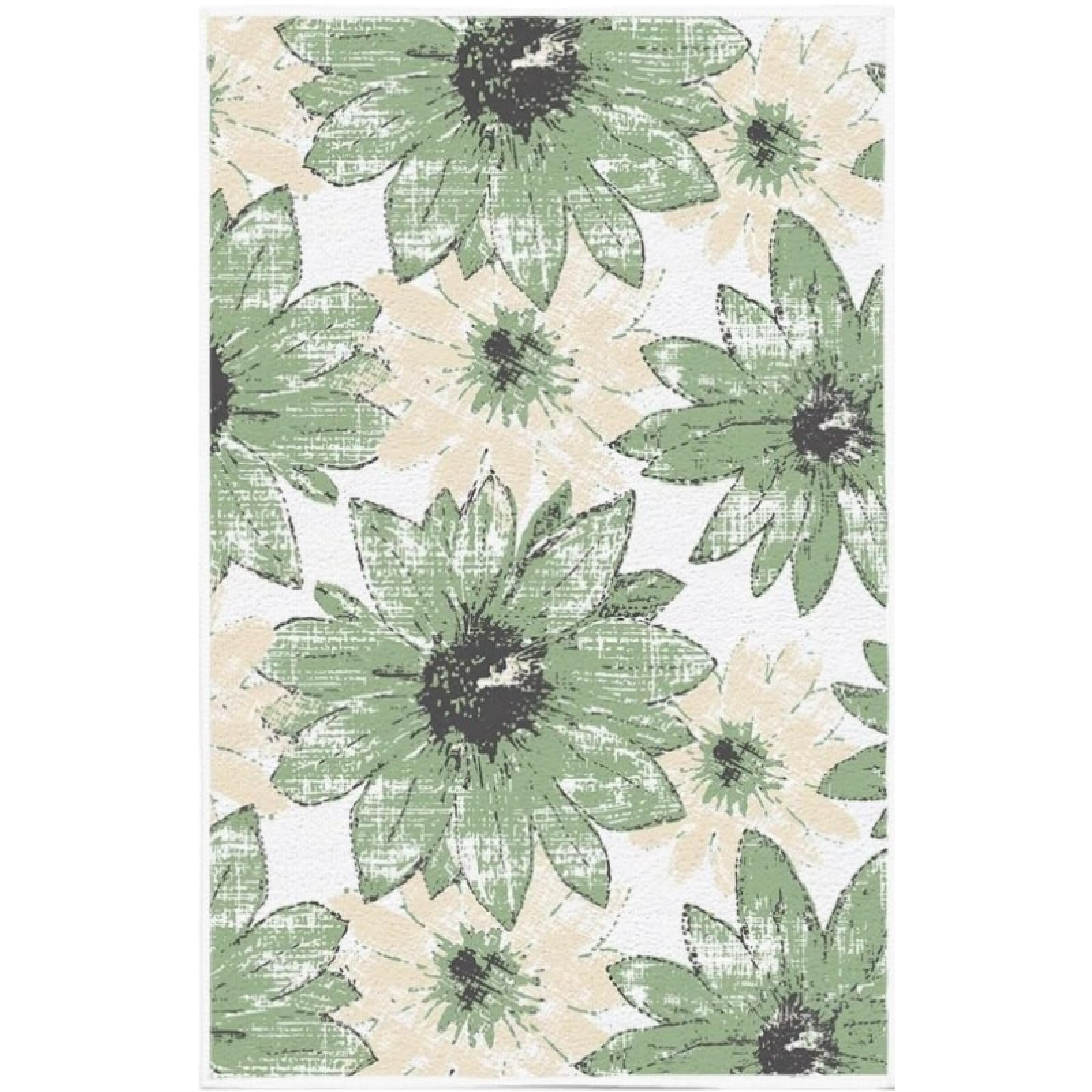 Paños de Cocina Flor Verde Beige Trapos Cocina Suaves Lavable Poliéster Secado Rápido Reutilizables para Baño Barra Restaurante Picnic etc Toallas de Limpieza 4 Piezas (40x60 cm)