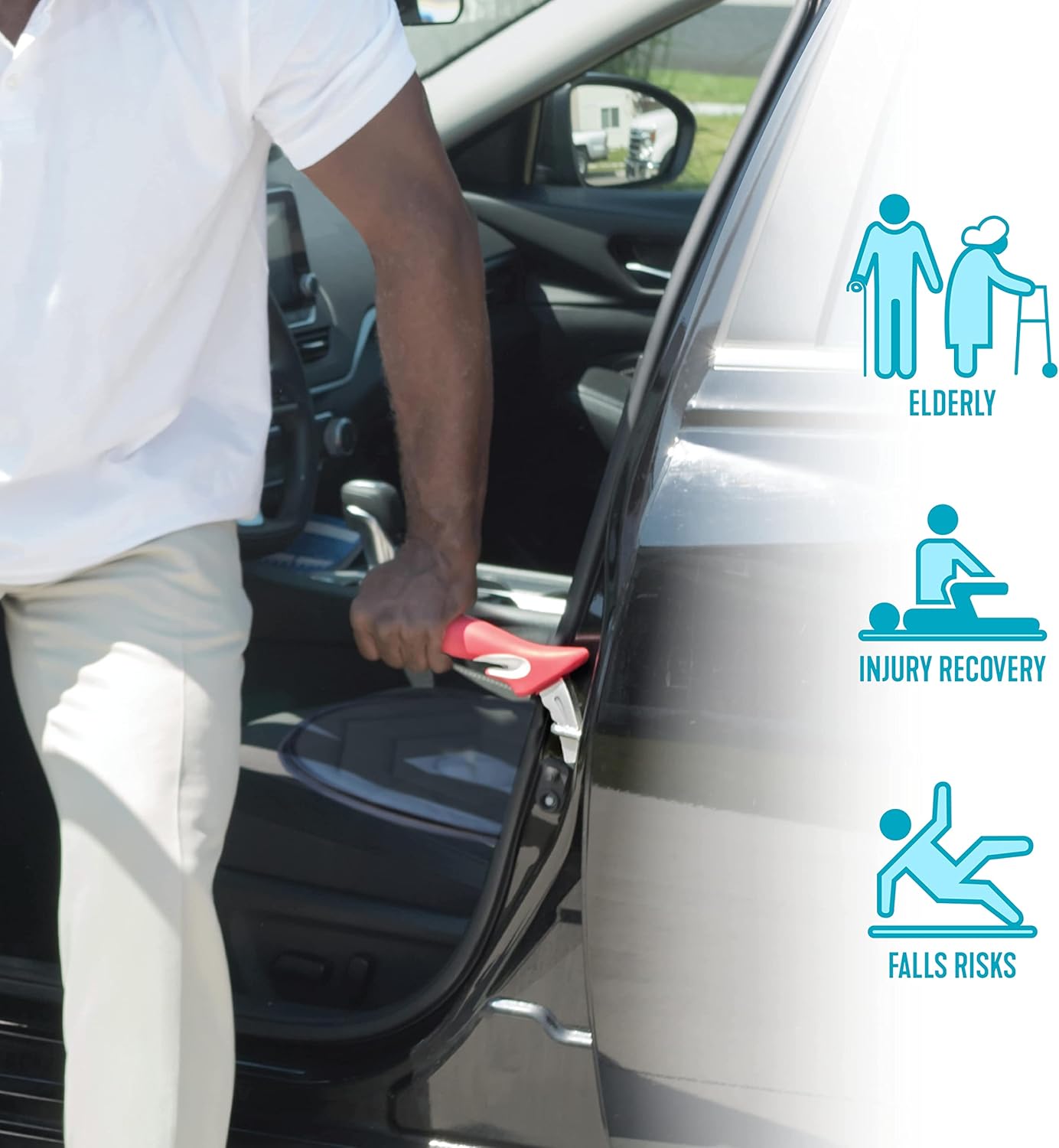 Stander Auto Mobility Combo Pack, Handybar and Swivel Seat Cushion Bundle, Non-Slip Ergonomic Grip for Adults, Seniors, and Elderly, Vehicle Stand Assist Handle and Rotating Cushioned-Seat