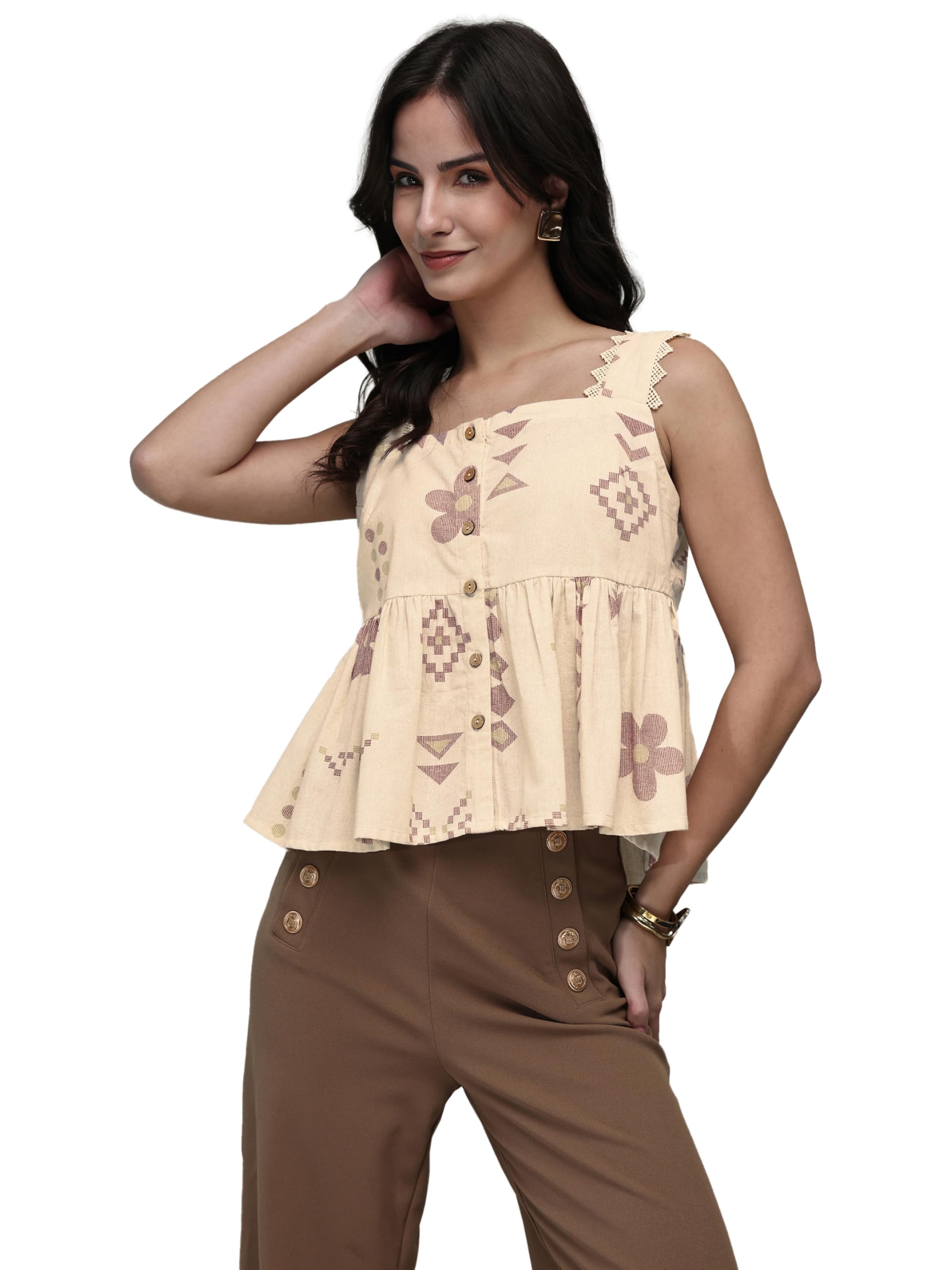 Libas Printed Cotton Top for Women in multi