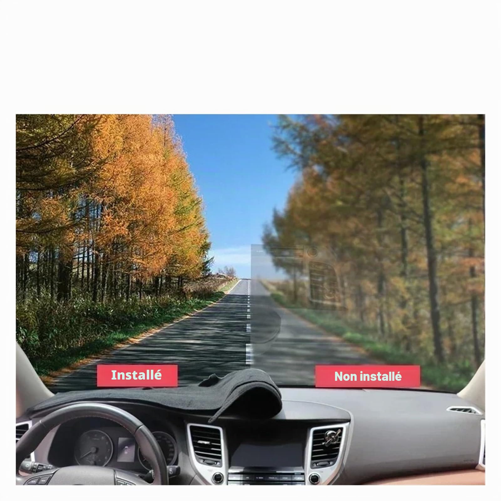 Tapis Dash Mat Housse Tableau Bord Pour Fiat 500 500c 500e 2007-2024 Protection Contre Lumière Antidérapante Anti-salissures Pare-soleil Housse Tableau Bord Voiture(Left Hand Black)