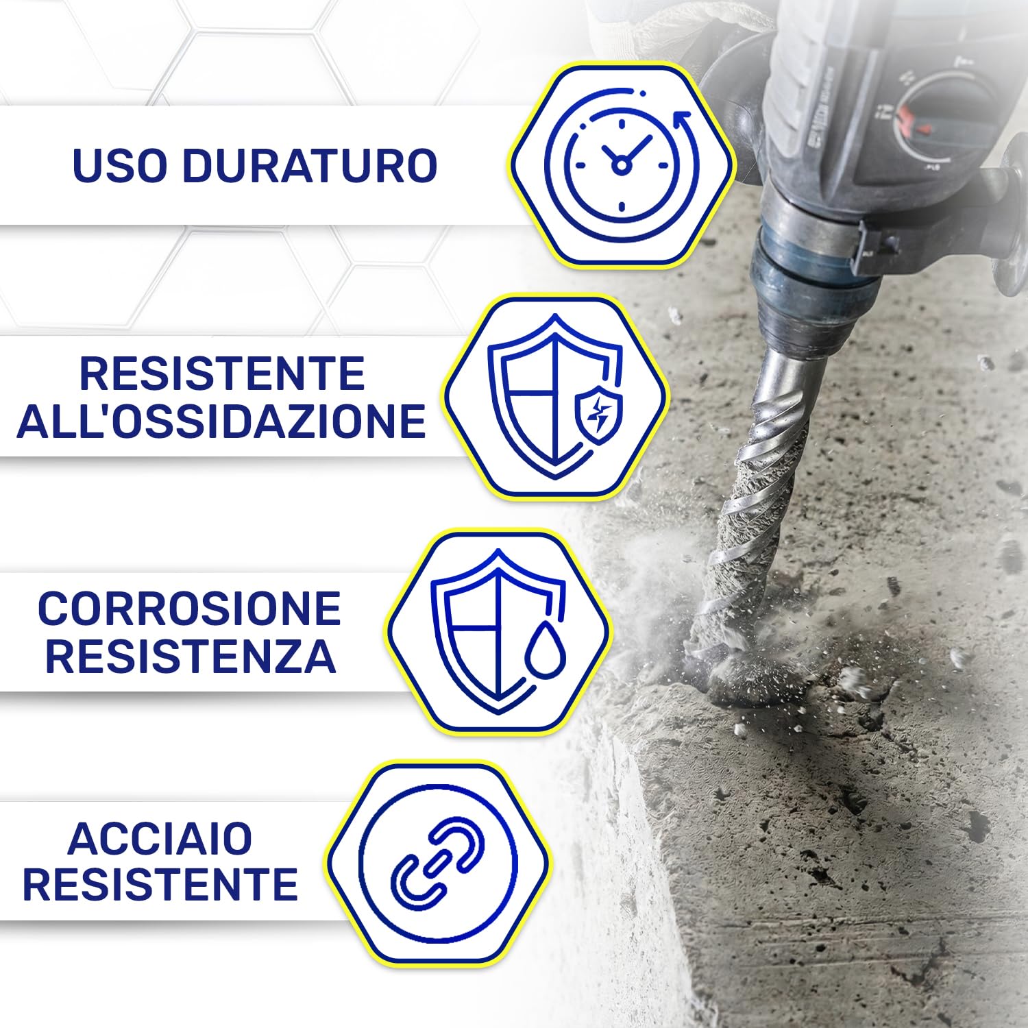 Punta Trapano Muro SDS Plus Ø 16 mm x 260 mm Realizzata in Acciaio e Carburo di Tungsteno - Punta SDS Plus può Essere Utilizzata per Mattoni Pareti Pietra Cemento Armato - MONTERAL