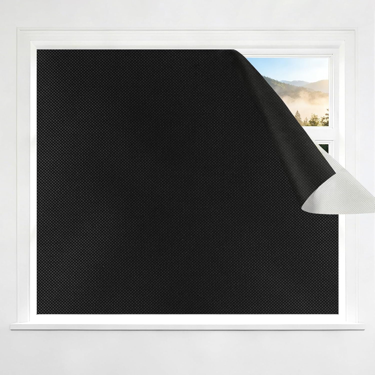 100% Blackout Curtains for Bedroom, Portable DIY Window Blinds No Drill, Blackout Shades Cover with Stickers & Tabs for Travel, RV, Dorm, Nursery & Media Room (118" x 57", Black)