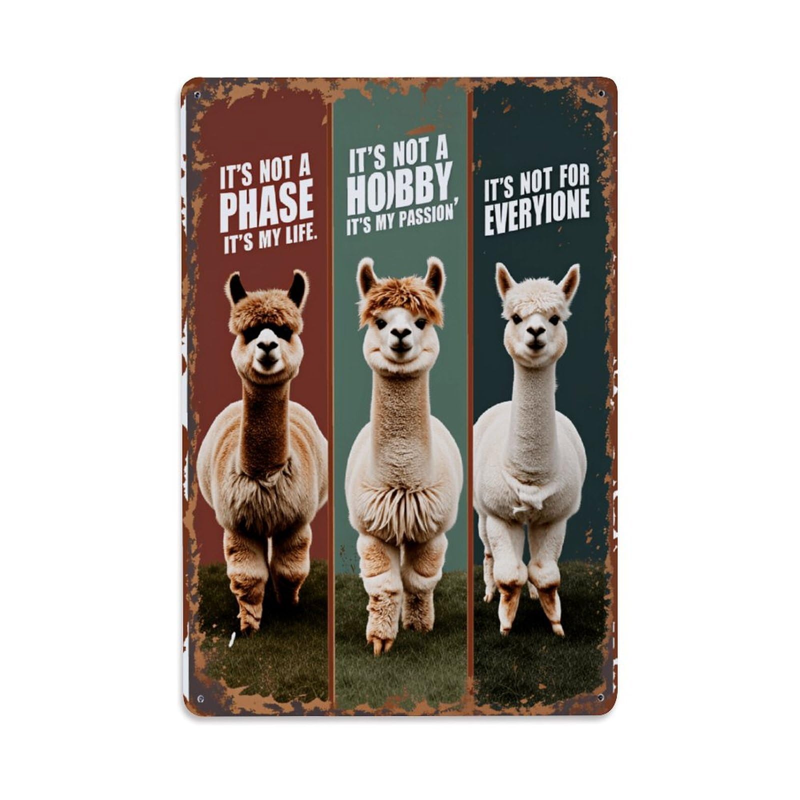 Jdyaojiesheng Vintage Alpaca Passion Life Hobby Everyone Tin Sign Retro Metal Wall Decor Metal Poster, Home Bar Garage Farmhouse Cafe Wall Art Decoration 8X12inches