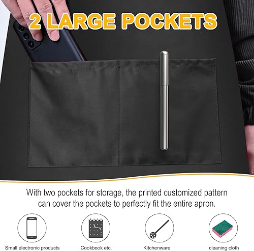 Miniatura 3 de OUUKHGY Delantal personalizado con logotipo de imagen de texto para mujeres y hombres, delantales de cocina personalizados con bolsillos delantal