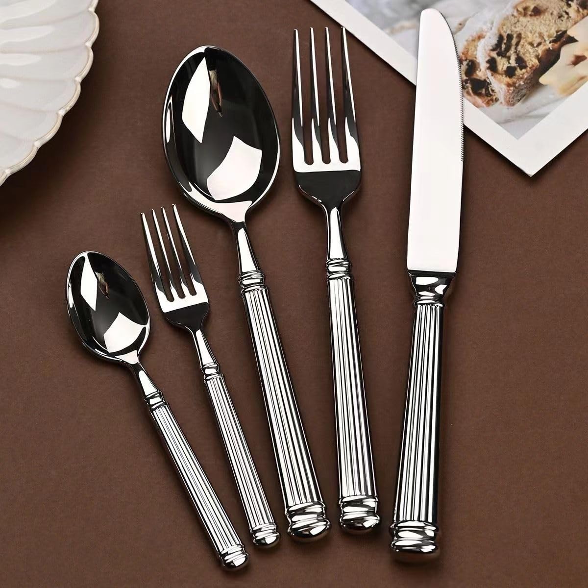 Set di Posate in Acciaio Inossidabile 304, Coltello, forchetta e Cucchiaio, Set per Uso Domestico, Hotel, Coltello Occidentale, Cucchiaio e forchetta da Dessert, 3 Pezzi, 2 Pezzi (3 Pezzi)