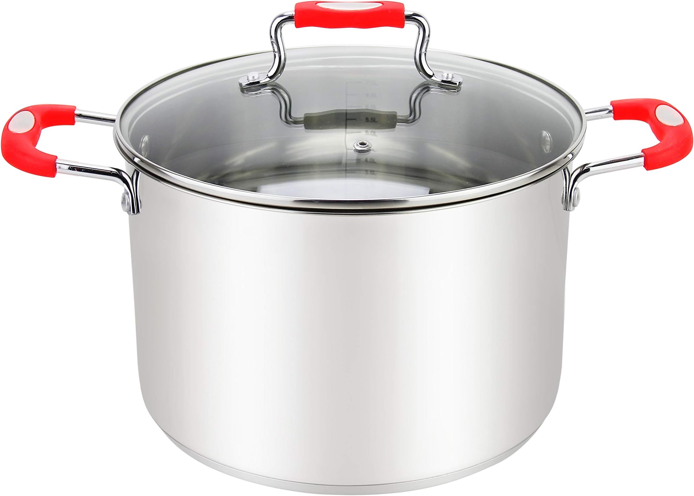 Millvado17-Quart Stainless Steel Stockpot: Large Cooking Pot for Soup, and Stew, Canning - Stock Pot With Clear Glass Lid - Urban Collection Mirrored Stock Pots - Induction Compatible Big Boiling Pot