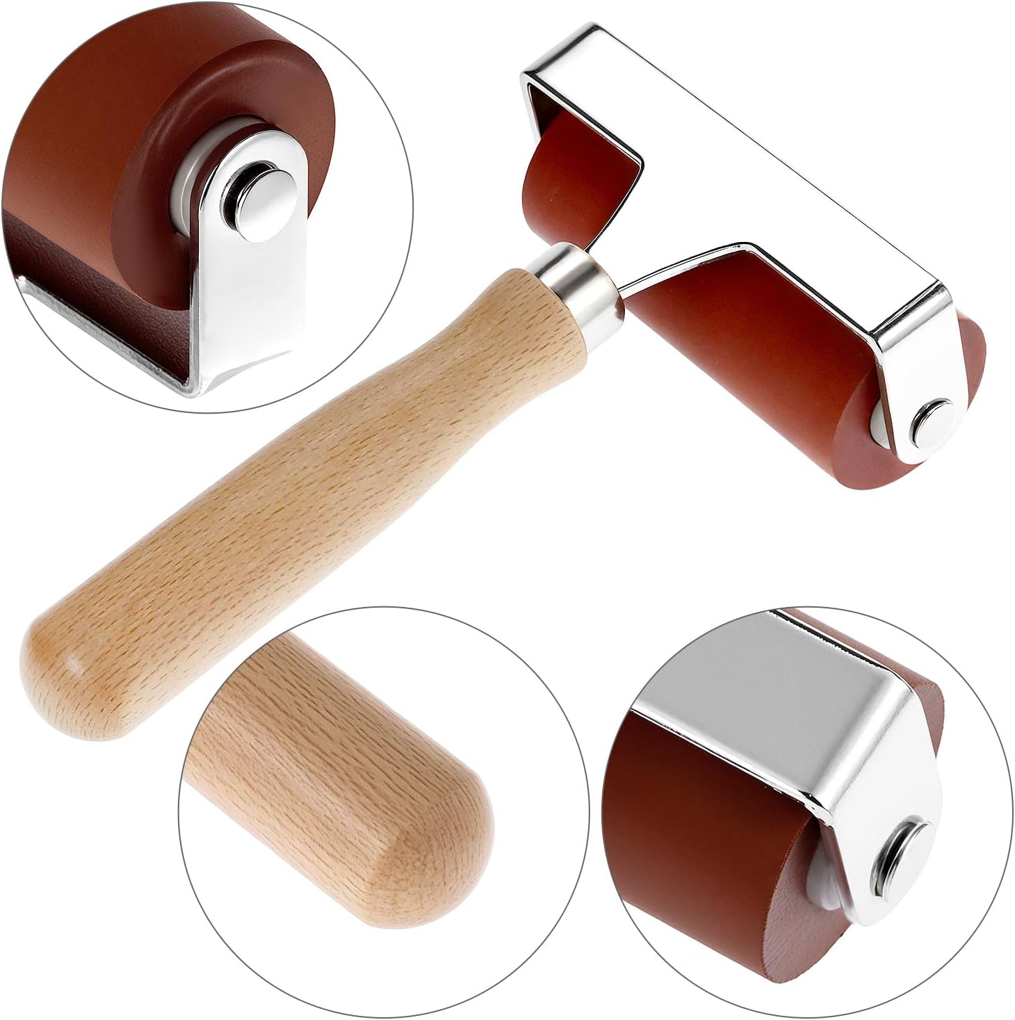 QWORK Soft Rubber Brayer, 3 Inch Printmaking Roller Tool for Block Printing and Gel Plate Crafts, Steel Frame Non Slip Handle Compatible with All Inks